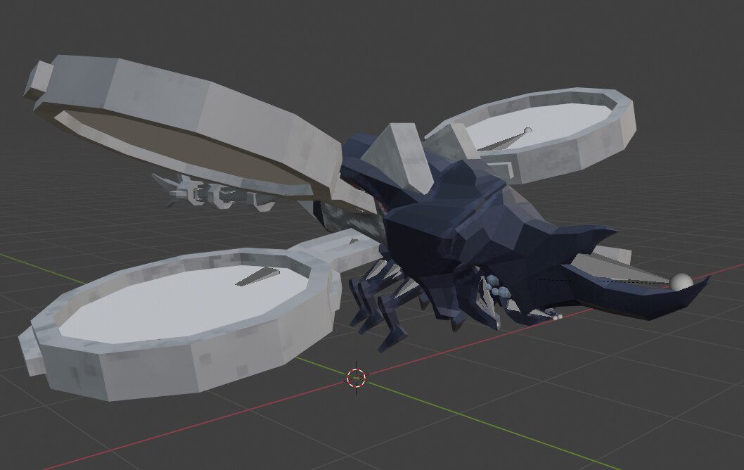 The final model for the flying enemy for my 1st internship with Gatling Gecko Studios.